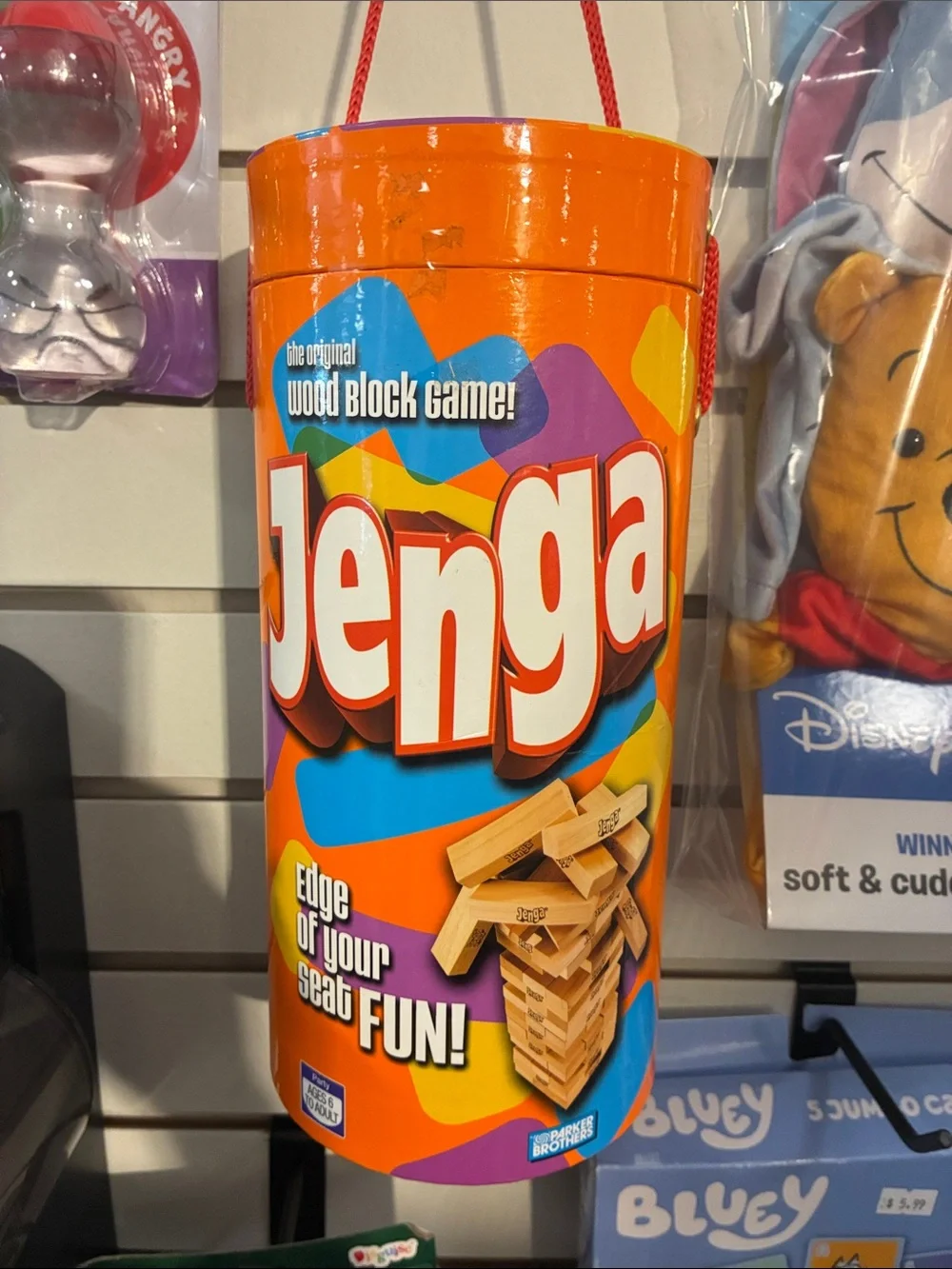 Jenga Wood Block Game - Orange Carry Tin